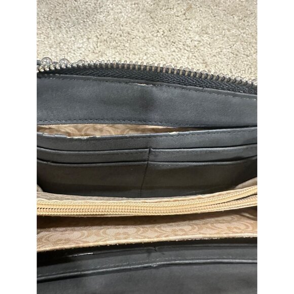 Black Studded Leather Wallet With Zipper & Multiple Compartments Charming Charli - Picture 5 of 10